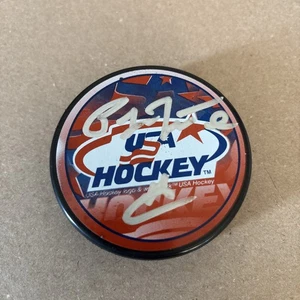 Pat Lafontaine Autographed Signed Team USA Hockey Puck With Hologram COA & Proof - Picture 1 of 6