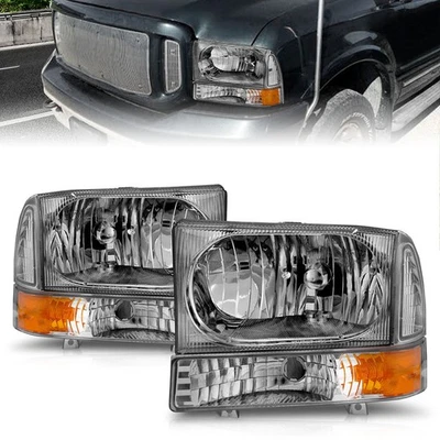 Chrome Clear Lens Crystal Headlight Set fits 2000-2004 Ford Excursion - Image 1 of 4