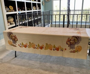 Vintage Thanksgiving/Türkei Tischdecke 78" x 58" - Bild 1 von 6