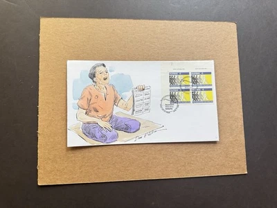 Philippines 1990 FDC(34) +Blind Safety Day #2040 +Hand-Paint Cachet (B) +Reading - Image 1 of 2