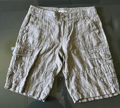 Cabi Shorts Womens Brown Flat Front Bermuda  Linen Size 10 - Image 1 of 4