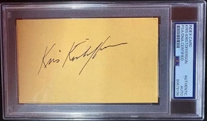 KRIS KRISTOFFERSON SIGNED INDEX CARD PSA ENCAPSULATED WILLIE NELSON HIGHWAYMEN - Picture 1 of 2