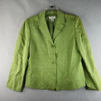 Blazer Judith Hart Collection feminino 16 verde seda linho mistura jaqueta elegante - Imagem 1 de 4