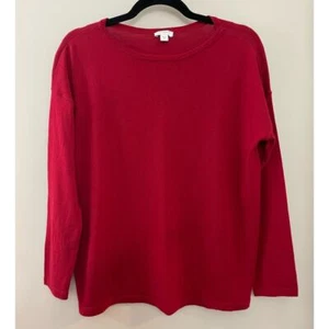 J. Jill Classic Capsule 100% Merino Wool Holiday Christmas Red Boxy Sweater M/L - Bild 1 von 7