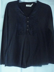 Faded Glory schwarzes Oberteil Damen/Junioren Größe Small 4-6 V-Ausschnitt Langarm  - Bild 1 von 5