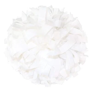 1 Pair 6 Inches Plastic Cheerleading Pom Poms with Dowel Handle White One Size - Picture 1 of 2