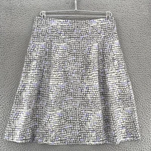 Banana Republic Skirt Womens 6 Gray Pattern Silk Pleat A Line Pocket Knee Length - Picture 1 of 13