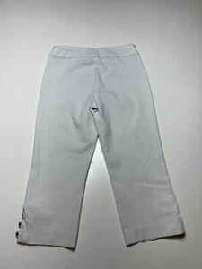 JM Collection Petite Pants Womens Size PS White Pull On Capri Embellished Hem - Picture 1 of 13