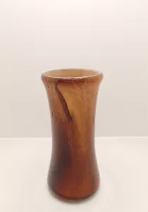 Vintage MCM mundgeblasene Vase braun & Bernstein Holzmaserung Optik Glas 6-1/4" - Bild 1 von 6
