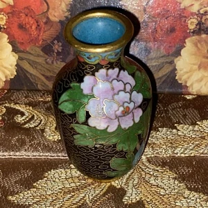 Cloisonné Vase, Small, Black/Multi - Picture 1 of 4