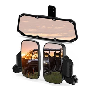 UTV Center View Mirror & Side View Mirrors For Polaris Ranger XP 1000 2017-2023 - Picture 1 of 13