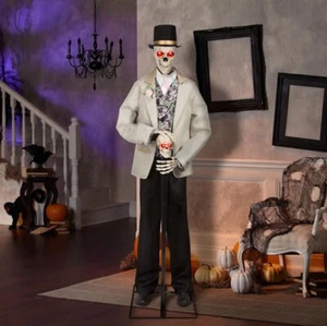 6.5 Foot Animated Animated Dapper Skeleton Halloween Prop (ah) - Picture 1 of 7