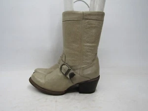 DURANGO Womens Size 9.5 M Beige Leather Buckle Zip Cowboy Western Boots - Picture 1 of 11