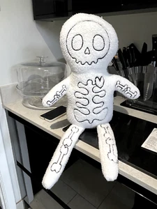 Tk Maxx Homesense RARE Halloween Skeleton Boy Weighted Fabric Doorstop Cushion - Picture 1 of 5
