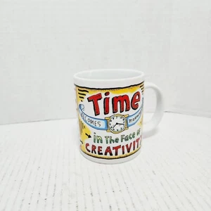 Vintage 1992 Fred Babb Art Kaffeebecher bunt Tasse Time Meaningless/Creativity - Bild 1 von 9