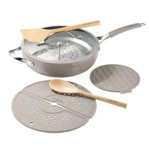 Tramontina 5-Quart All-In-One Plus Ceramic Non-Stick Pan 7-Piece Set in Gray NEW - Picture 1 of 6