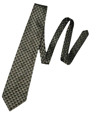 Bergamo New York Silk Tie Necktie Olive Green Geo - Image 1 of 4