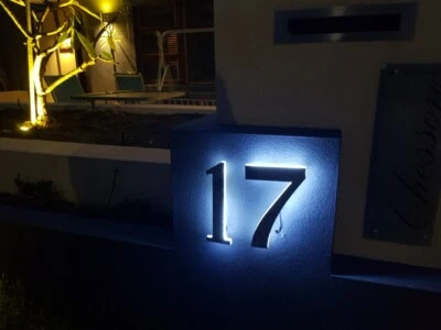 LED Illuminated Numbers House Farm Sign Stainless Steel Marine Grade 3D - Image 1 of 4