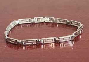  PULSERA DE PLATA ESTERLINA 925 LLAVEROS GRIEGOS. 7" - Imagen 1 de 7