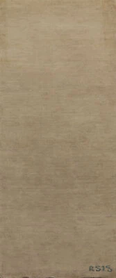 Elegant Handcrafted Gabbeh Solid Beige Wool Runner Rug- Limited Edition" 3x10 ft - Image 1 of 4