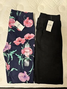 ❤️Lot Of 2 Gap Leggings Black / Floral Girls Medium❤️ - Picture 1 of 2