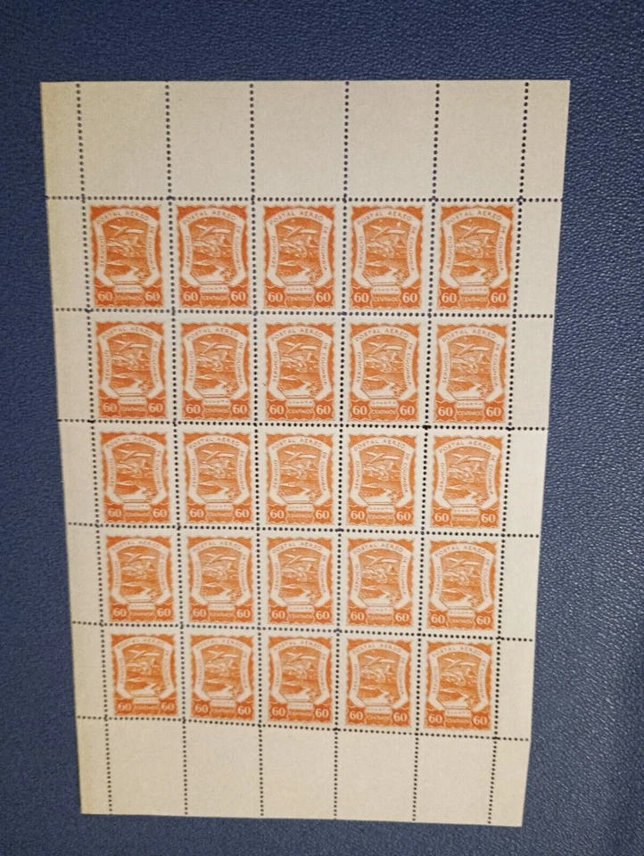 Correio aéreo SCADTA Colômbia Sc # C31 Mi# 16 Folha completa de 25 gatos 2000$+ MVLH - Imagem 1 de 4