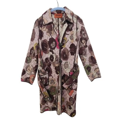 Abrigo para mujer Missoni con botones forrado tejido estampado floral ajustado talla larga pequeña Foto 1 de 4