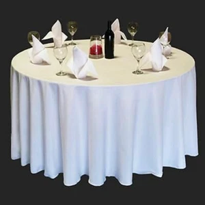 5 White ROUND 120" inch Tablecloth LOT Polyester Table Cover WEDDING 23 Colors  - Picture 1 of 5