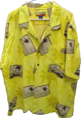 Havana Jack's Cafe Hawaiian Shirt, S/S, XXL, Yellow w/Postcards Foto 1 de 4