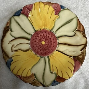 HJ WOOD BURSLEM ENGLAND VINTAGE HAND PAINTED PLATE 8.75"  FLORAL - Picture 1 of 4