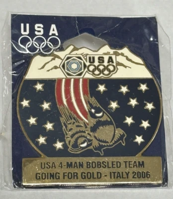 Olympic 4 Man Bobsled Team USA Pin 2006 ITALY - Image 1 of 2