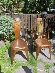 4 komplett originale nicht nachgebaute unrestaurierte Metallstühle TOLIX 50er Jahre - Bild 1 von 15