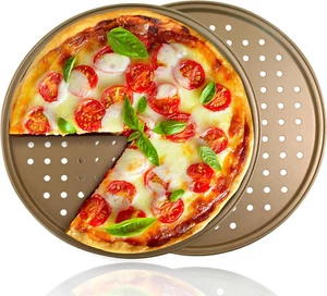 2 Pack Pizza Pan Pizza Pan for Oven 12.6 Inch Non-Stick Steel Baking Pizza Pan - Picture 1 of 9