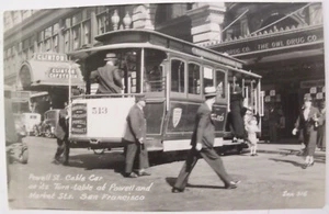 RPPC SAN FRANCISCO CA CABLE CAR MARKET POWELL OWL DRUGS STORE REAL ZAN PHOTO PC - Picture 1 of 6