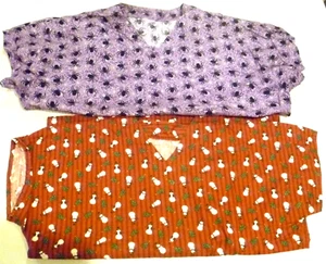 2 Holiday Medical Scrubs Womens Large Halloween & Christmas Homemade - Picture 1 of 3