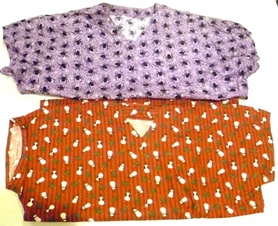 2 Holiday Medical Scrubs Womens Large Halloween & Christmas Homemade - Image 1 of 3