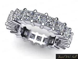 2.30Ct Princess Diamond Shared Prong Wedding Eternity Band Ring 14k Gold I SI2 - Picture 1 of 3