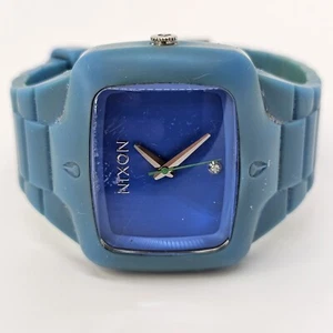 NIXON THE RUBBER PLAYER Men Watch 45MM Blue Dial Blue Plastic Bands New Battery - Picture 1 of 13