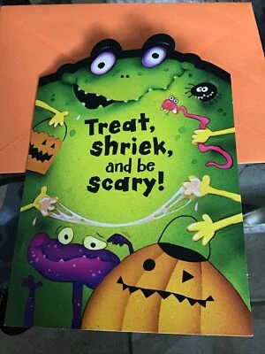 Happy Halloween Shriek Scary Spooky Monster 5”x7” Hallmark Greeting Card - Image 1 of 4