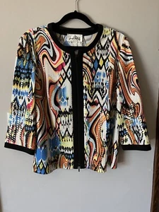 Giacca donna Joseph Ribkoff 12 multicolore carriera colorata astratta zip lucida - Foto 1 di 7