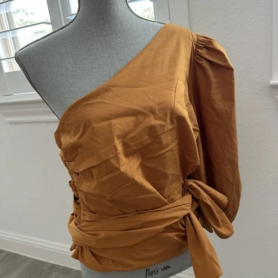 Express Un Hombro Manga Larga Mostaza Ponte Corbata Lateral Top Mujer Talla Grande Nuevo con Etiquetas Foto 1 de 4