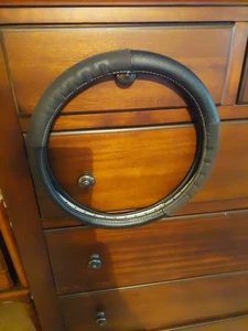 Steering Wheel Cover Black Leather And Mesh - Picture 1 of 1