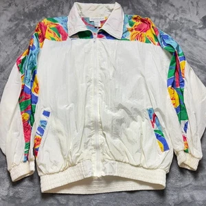 Vintage Giorgio Sant'Angelo Windbreaker Jacket Men Small Multicolor Floral Nylon - Picture 1 of 5