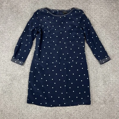 Vestido J Crew Mujer 4 Lunares Seda Vaina Bolsillos Forrado Manga Larga Clásico Foto 1 de 4
