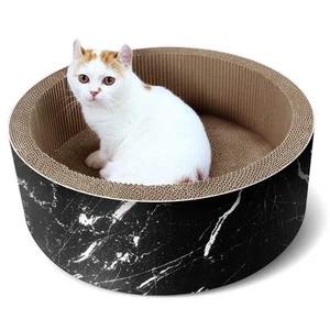 Cat Scratcher Post & Board Round Cat Scratching Lounge Bed Durable Pad Prev - Picture 1 of 6