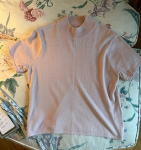 Tahari Ballet Pink Ladies Short Sleeve Turtleneck Sweater Sz Large NWOT - Picture 1 of 7