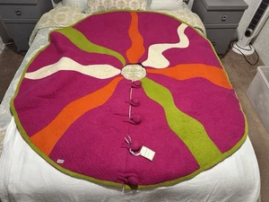 Vintage Arcadia Home Holiday Heirloom Wool Tree Skirt Nwt Retro Design 5’ Round - Picture 1 of 10