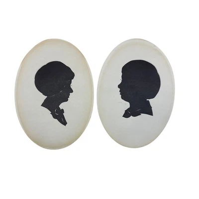 Par de retratos de silueta vintage años 70 Smithsonian Institution firmado Foto 1 de 4