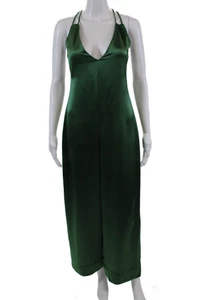 Mono Sylc para mujer satinado cuello en V sin mangas cremallera pierna ancha verde talla S - Imagen 1 de 7