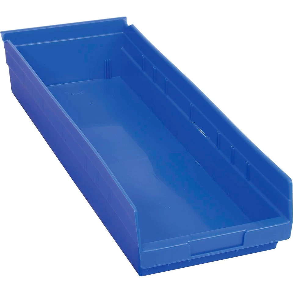 QUANTUM STORAGE SYSTEMS Plastic Shelf Bin Nestable 8-3/8"W x 23-5/8" D x 4"H Blue Lot of 6